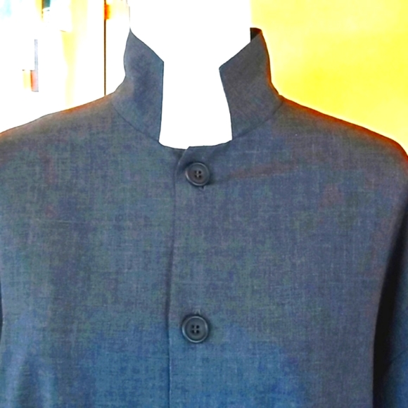 ESKANDAR Y2k Swingy HTF Grey Striped Wool Striped Boxy Neiman  Minimalist Jacket - Picture 4 of 14